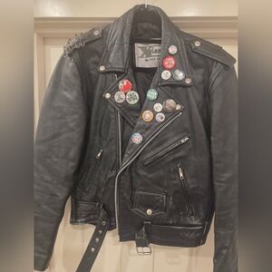 Element Black Leather Bomber Jacket with Pin Buttons
